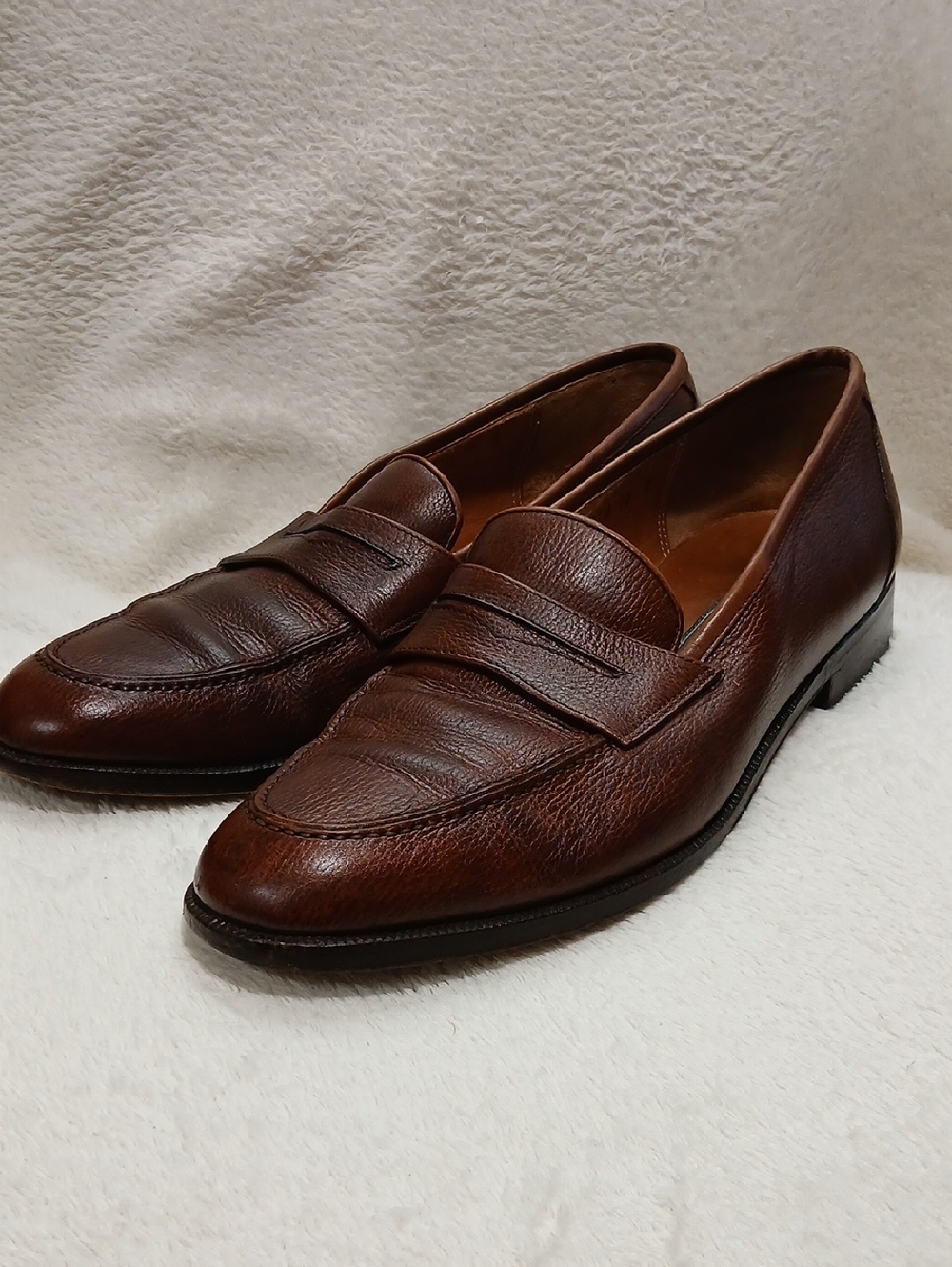 Men's Salvatore Ferraganno Brown Leather Luxury Penny Loafers Sz 10B